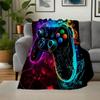 Neon Gaming Controller Wall Art PrintBlanket Flannel Throw Blanket for Sofa, Bed, Travel, Camping, Office, Couch, Chair, And Bed Gift for Ch