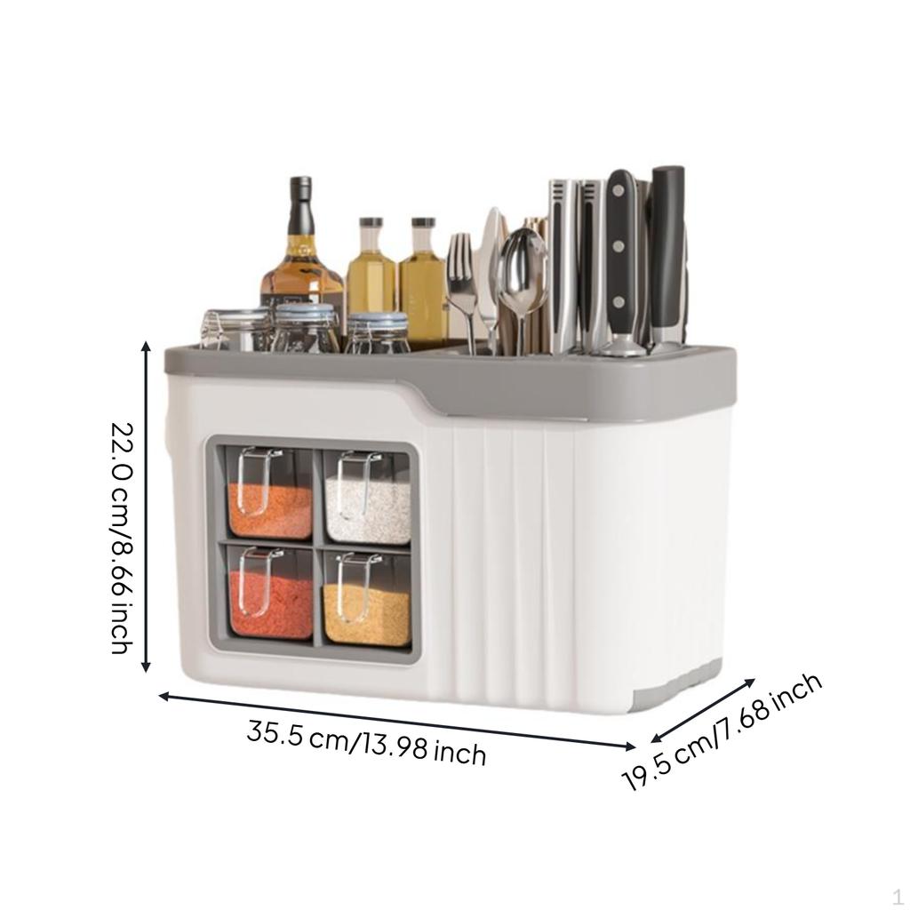 Herb Storage Box, MultiFunctional Condiment Organizer, Countertop Seasoning Jar Set, Quick Grab,