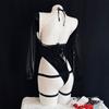 Sexy Open Bra Patent Leather Bodysuit Anime Maid Cosplay Costume Women Sexy Backless Maid Uniform Set Halloween Carnival Clothes