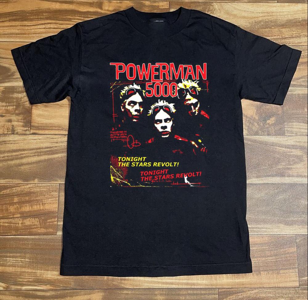 Powerman 5000 Stars Revolt Tour Короткая хлопковая футболка Унисекс Все размеры Унисекс футболка S