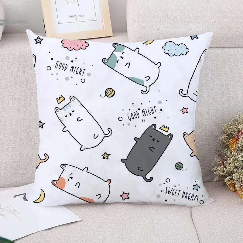 Niedliches Katzenmuster Dekorative Kissenhülle Kissenbezug Bettwäsche Dekoration