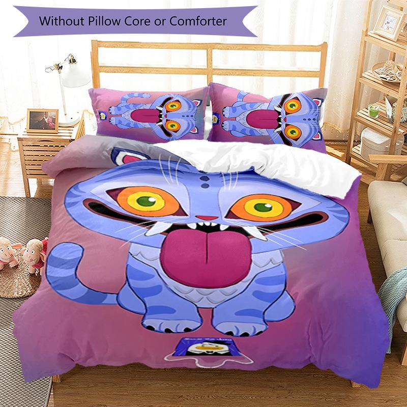 3pcs Kpop Demon Hunters Derpy Pattern Bedding Set Duvet Cover Set Includes Duvet Cover &pillowcases, Perfect All Season Bedroom Decoration & Gift