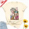 Happy Easter Tshirt Bunny With Floral Crown Egg Basket Graphic Artistic Aesthetic Breathable Casual Festive Outfits For Spring