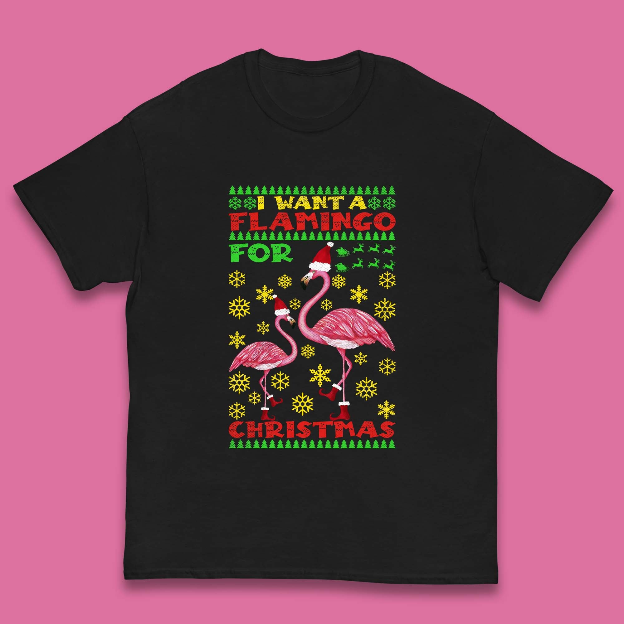 I Want A Flamingo For Christmas Kids T Shirt Flamingo Top 100