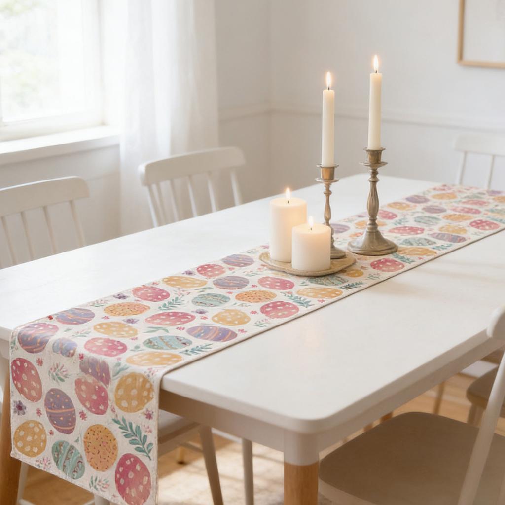 Frohe Ostern Tischläufer Frühling Ostereier Dekoration Haus Esszimmer Küche Tischdekoration
