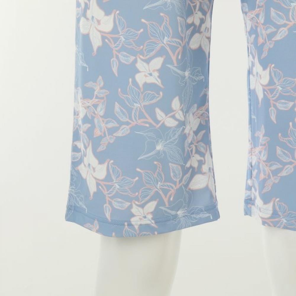 Venus Nylon Spandex White Floral Print Women S Loungewear Set vepS103S