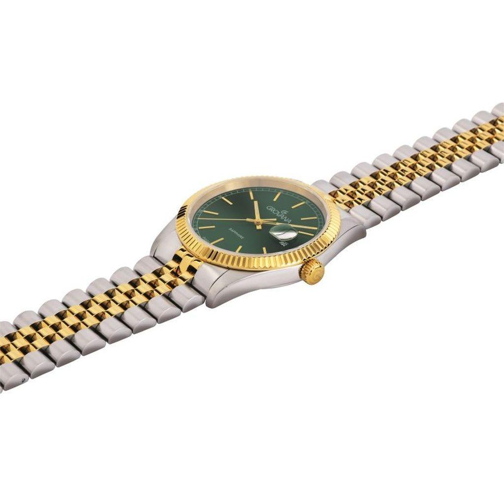 Grovana Kensington Royal Two Tone Stainless Steel Green Dial Quartz 1542.1144 Men's Watch