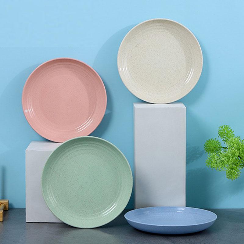 18cm Round Wheat Straw Plate for Snacks, Fruit, and Dining Table Use