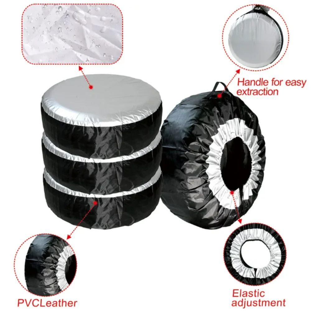 210D Oxford Cloth Tire Cover Case Silver Black Tire Protective Cover  Universal
