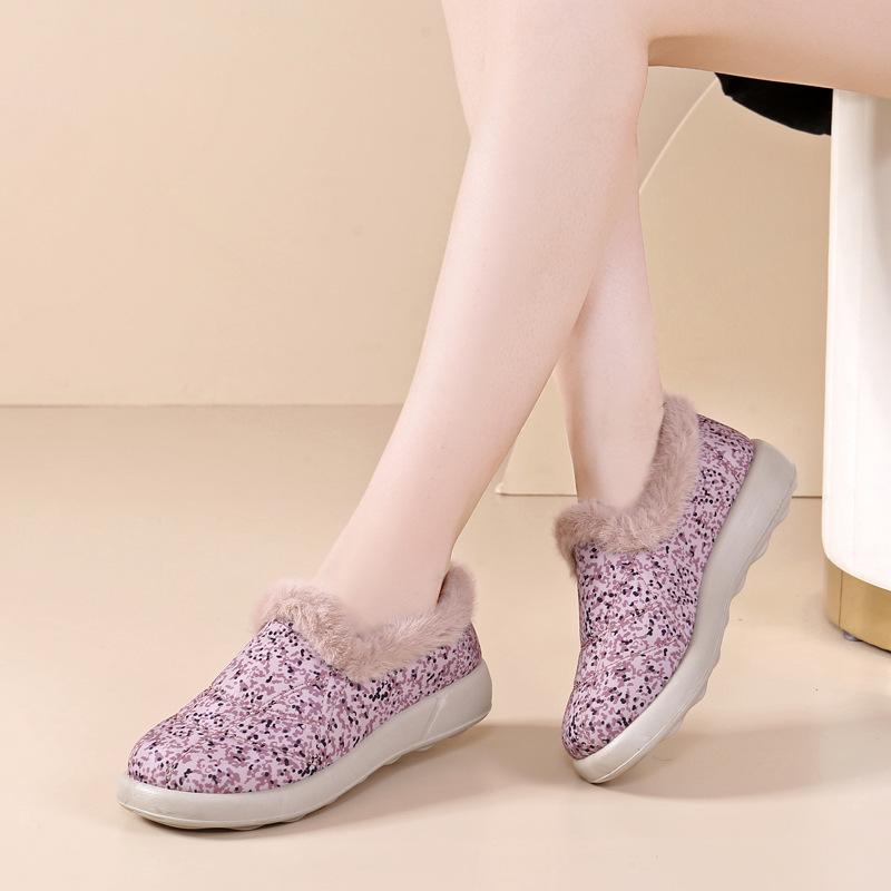 Winter New Women's Thick Bottom Thick Plush Snow Boots Anti Slip Waterproof Glitter Cotton Boots