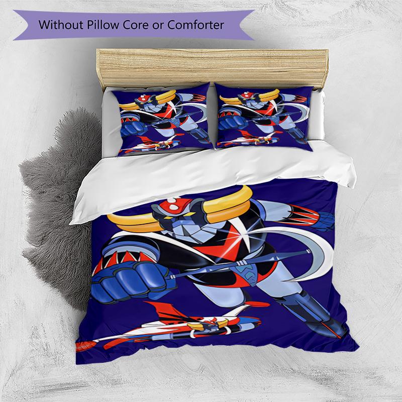 3pcs UFO Robo Grendizer2 pattern bedding set duvet cover set includes duvet cover &pillowcases, perfect all season bedroom decoration & gift