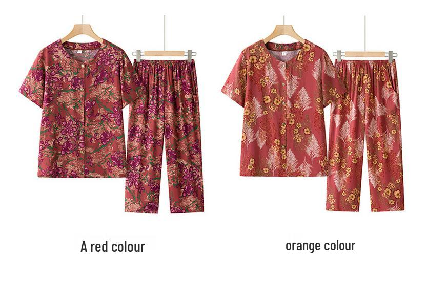 2026 New Style Lightweight Summer Cardigan and Short-Sleeve Set for Middle-Aged and Elderly Women