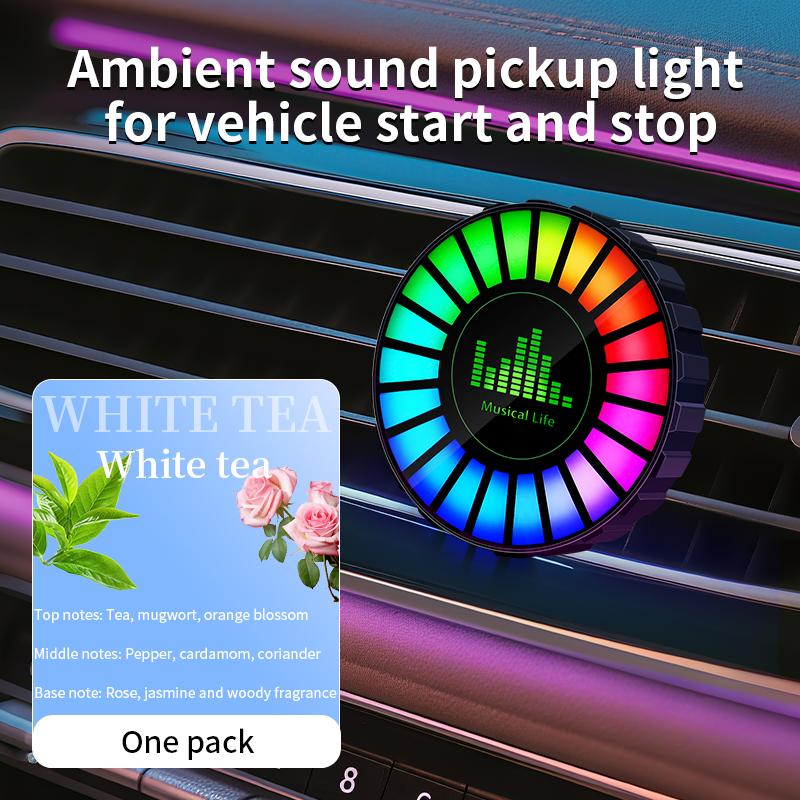 Car air outlet aromatherapy rhythm light car mounted perfume pickup light voice controlled music atmosphere light