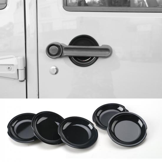 For Jeep Wrangler JK 07-17 Glossy Black ABS Interior Door Handle Bowl Cover Trim