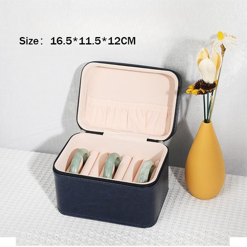 Boîte à Bijoux en Cuir Boîte à Bijoux de Poche Rangement Bracelet Étuis de Protection Boîtes de Rangement Bagues Organiseur de Boîte à Bijoux à Compartiments Divisés