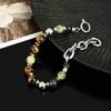 Unisex Retro Chinesisches Hip-Hop Armband aus Stein & Titanstahl - Nicht verblassend, Trendy, Vielseitiges Accessoire