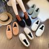 Fashion White Internet Celebrity Women's New Winter Curly Flat-soled Slip-on Cotton Shoes