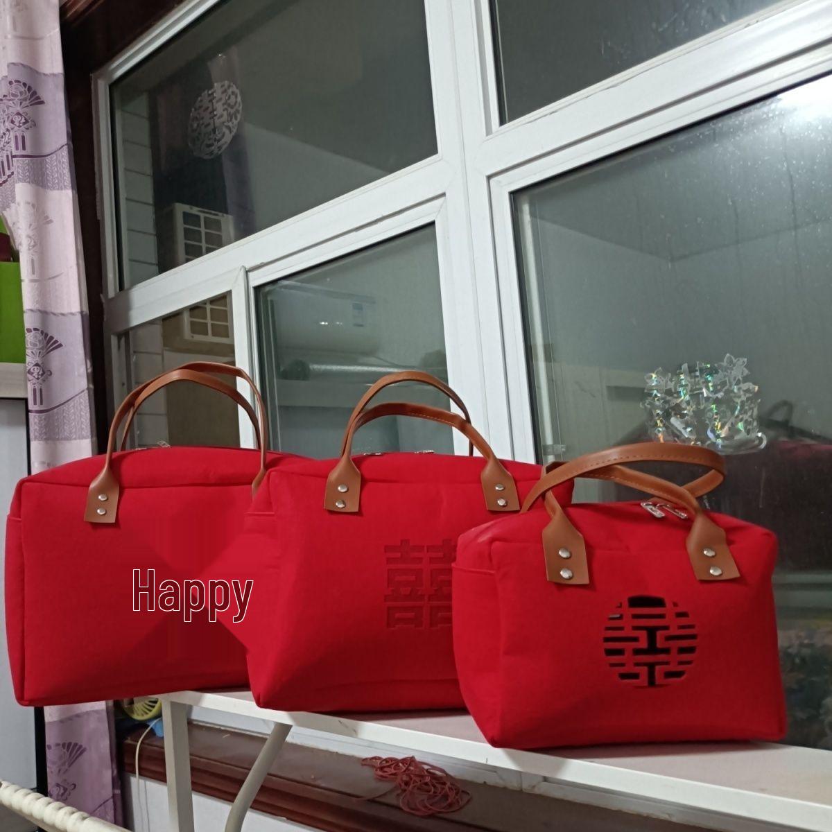 

Красная свадебная сумочка: Сумка для помолвочного подарка и хранения большой вместимости 26 x 18 x 15 cm