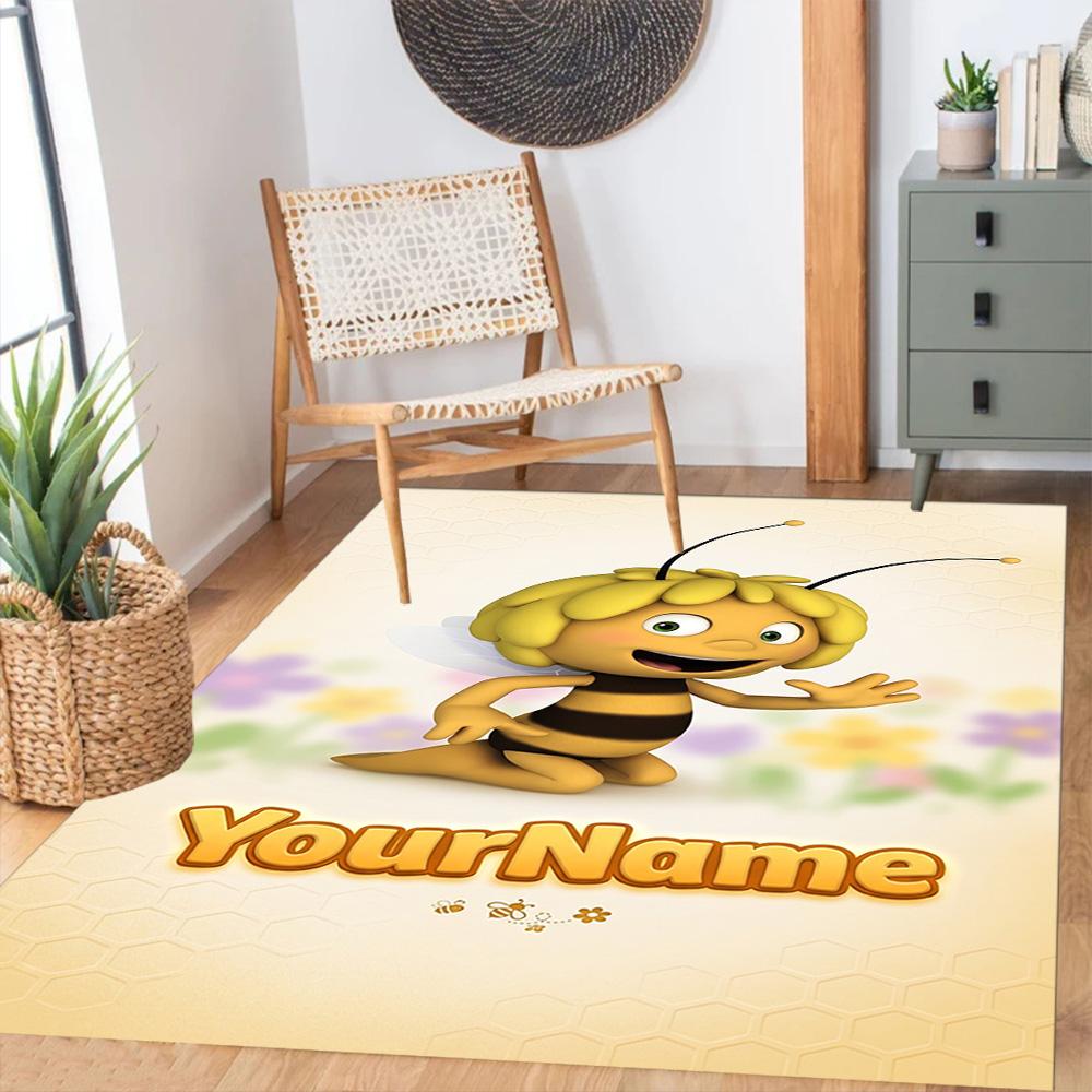 Biene Maja Customize Text Floor Mat Design for Hallway Kitchen Study room Outdoor Antislip Carpet Anime Office Decor Best for Christmas