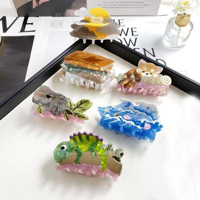 1 Stück Acryl Cartoon lustige Fangspange, Meerestier-Klammer, süßes kleines Monster, Hinterkopf, zerzaustes Haar, Haiklammer