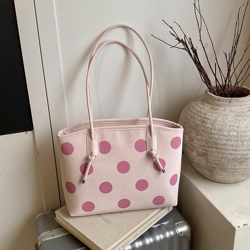 

Summer Fashi Polka Dot Shoulder Bag for Women Cute Tote Handle Bag Commuter Outing Comfortable and Versatile Bags for Travel рожевий