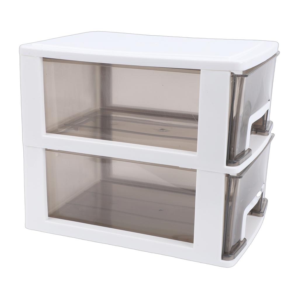 Schreibtisch mit 2 Schubladen, Kunststoff, stapelbar, transparent, Desktop-Aufbewahrungsbox für Büromaterial, für Zuhause, Wohnheim