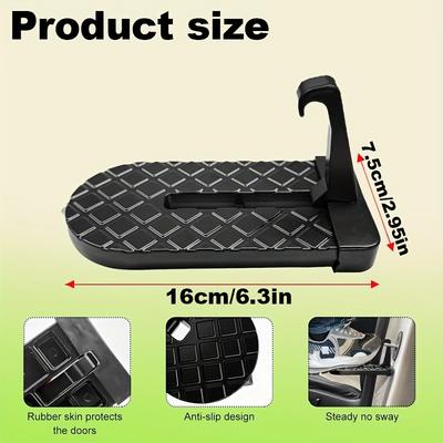 Folding Aluminum Car Door Ladder Dark-Colored,Non-Slip,Scratch-Resistant,Easy To Install for SUV Truck Roofs,Lightweight Durable