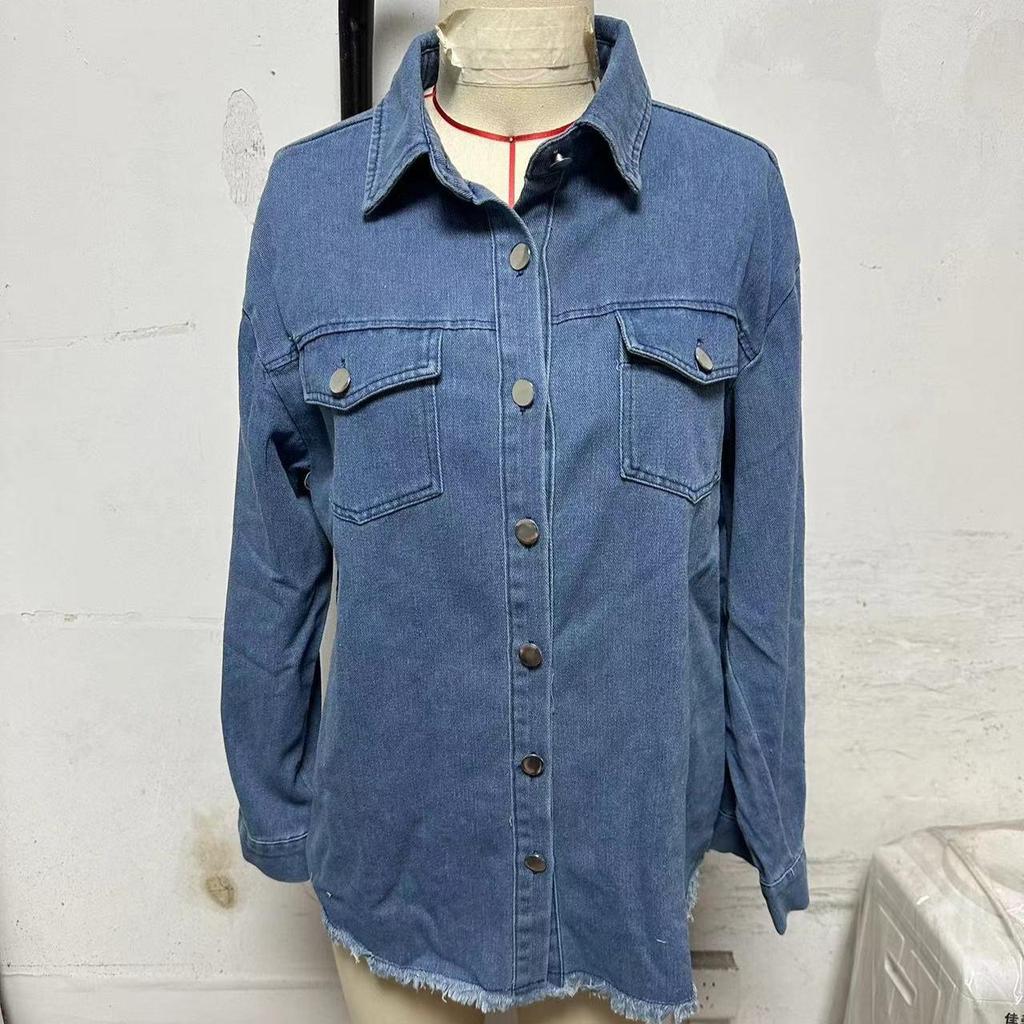 Nieuw denim jack voor herfst en winter, met een unieke streetstyle en ruche zoom voor dames