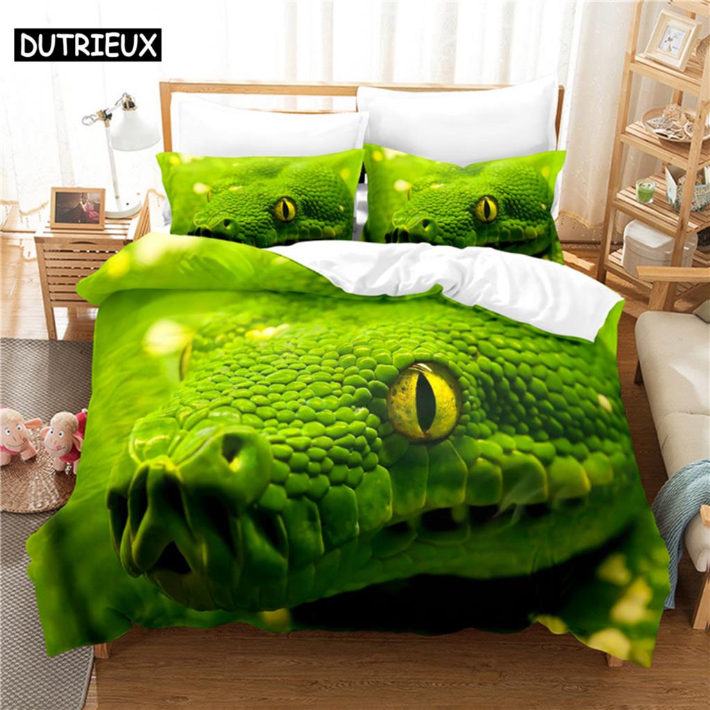 3D Digital Printing Gren Snake Soft with Soft Fabric Duvet Cover - Fashion Design Soft Nice Warm Durable