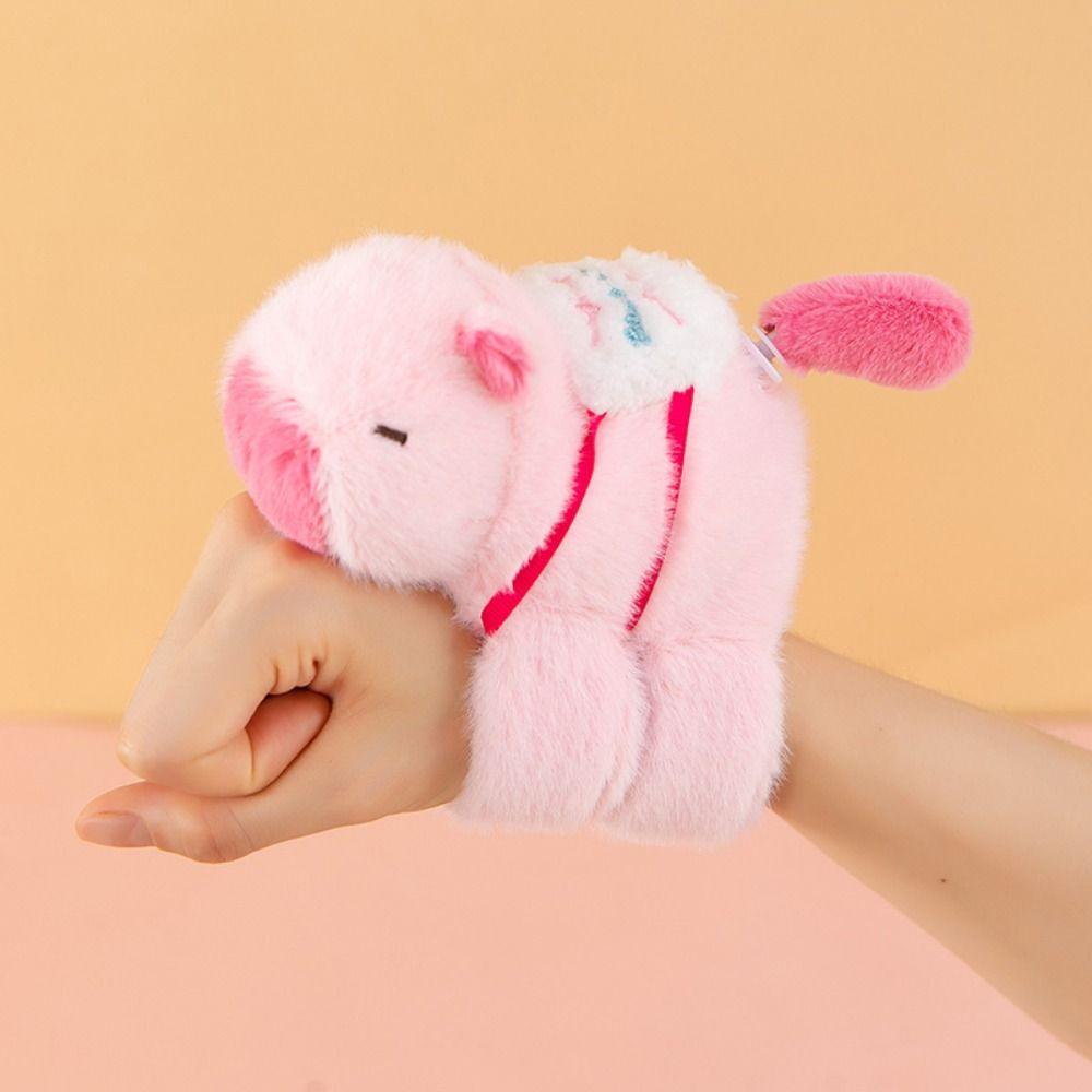 Simulation Slap Bracelet Series Wagging Tail Capybara Plush Wrist Band  Birthday Gift