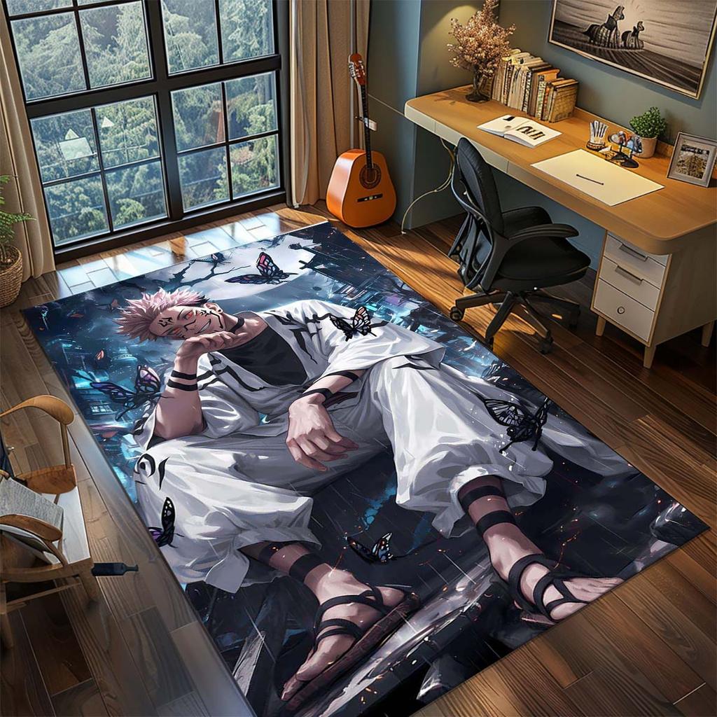 Jujutsu Kaisen Polyester Floor Rug Durable Non Slip Carpet Anime Living Room Bedroom Decor -QJY
