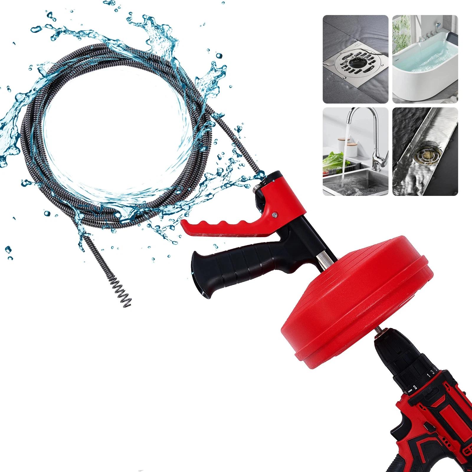 Professional Drain Snake Auger Flexible Plumbing 5-10m Length Drain Clog Remover Quickly Manual/Electric Pipe Dredging Machine