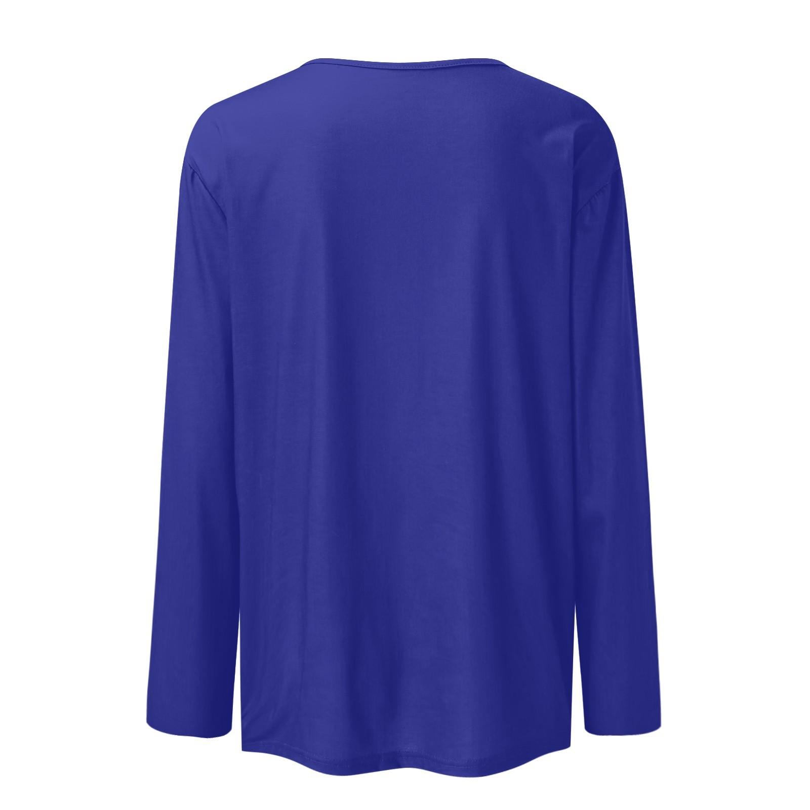 Женская свободная и удобная однотонная футболка с длинным рукавом с большим верхом — фото 5