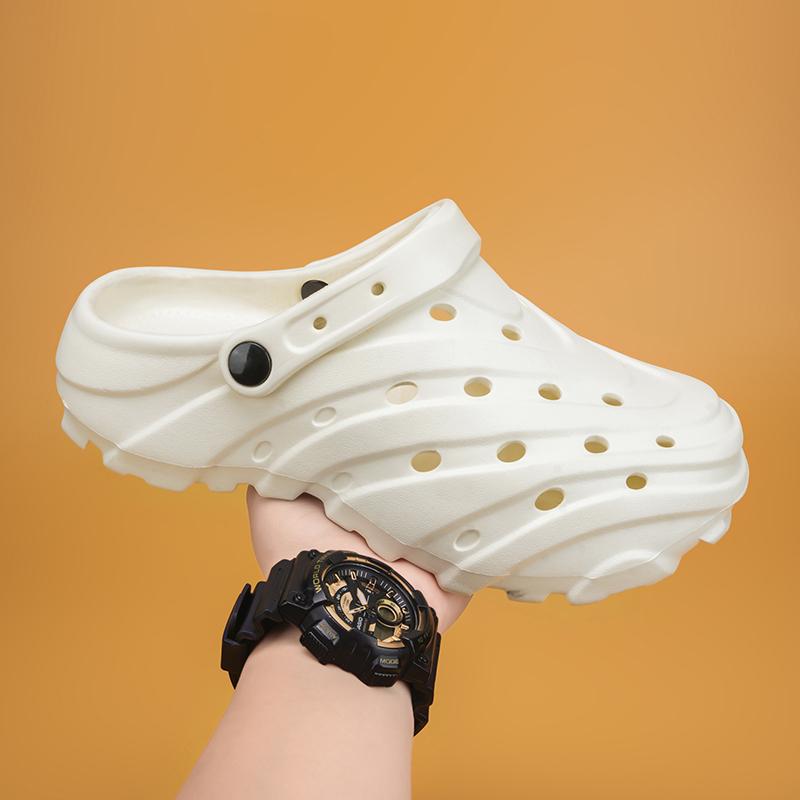 Fashion Cross-Border Solid Color Plus Size Hole Men's Sandals EVA Outsole 4.0 Beach Shoes Thick Bottom Increased Height Breathable Cool