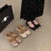 Niche high-end sequins Mary Jane single shoes women's shoes 2025 new spring flat-bottomed French temperament evening shoes