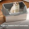 Low-Entry Stainless Steel Litter Box Easy To Clean Cat with Scoop