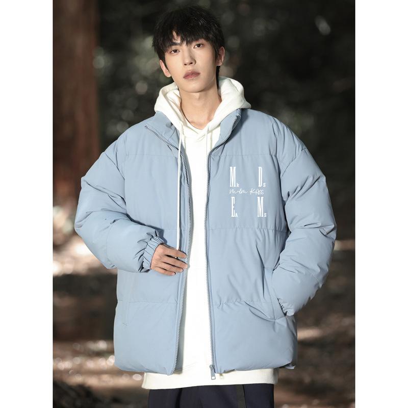 

Мужская новая модная зимняя однотонная зимняя короткая куртка, пальто с длинным рукавом, плотная хлопковая мужская одежда, мужская куртка M синий