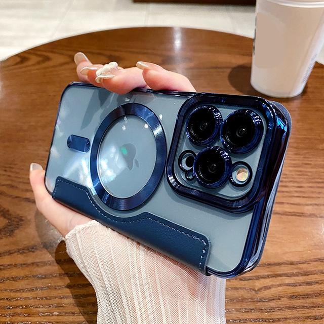 

Флип кожаный магнитный чехол для телефона с беспроводной зарядкой для Iphone 14pro Max 13 12 11 Pro Max 14 Plus противоударный чехол для сумки с отсеком для карт For iPhone 14Pro Max темно-синий