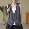 Damen Leinenweste Sommer Lässig Ärmellos Cardigan Jacke Locker Dünn Lässig Knopfweste Damen Streetwear Weste Mantel