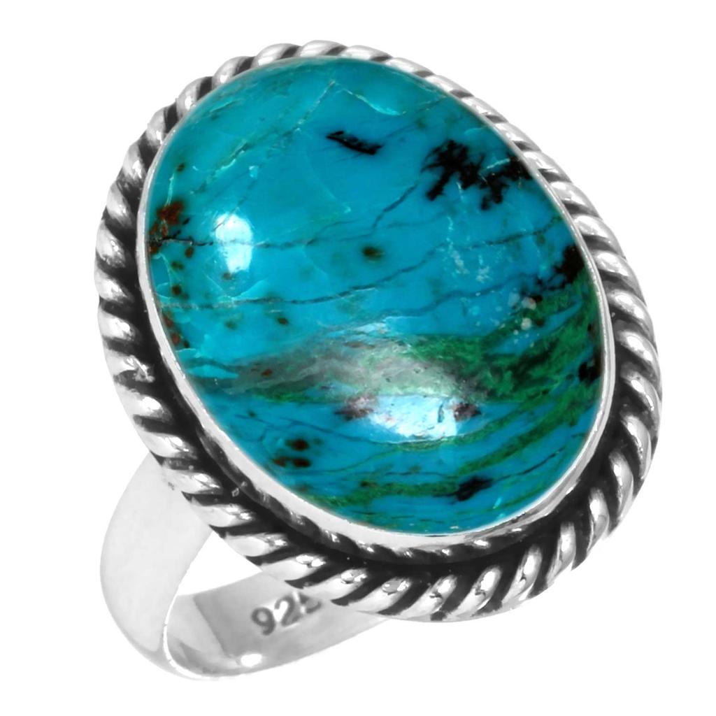 925 Sterling Silver Ring Women Gemstone Handmade Jewelry Anniversary Gift Amazonite Angelite Blue Opal Botswana Agate Mohave Azurite Chrysocolla