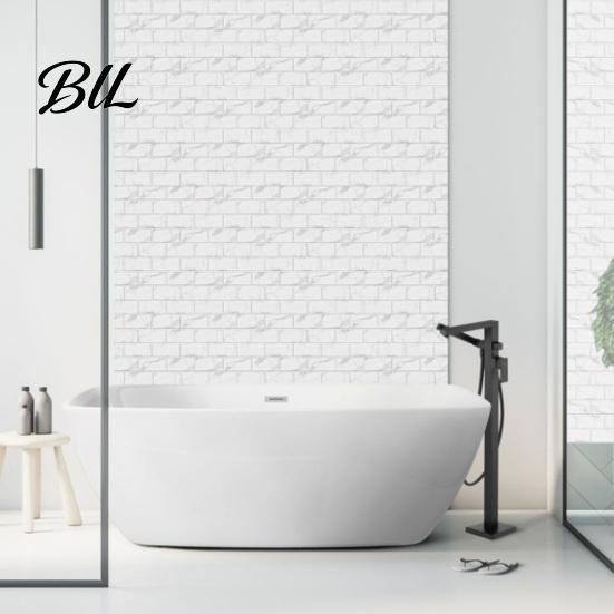 Bathroom Moisture-proof Wall Film 6Pcs Marble Pattern Peel And Stick Backsplash, Waterproof Brick Panels, Self Adhesive Durable Surface Cover