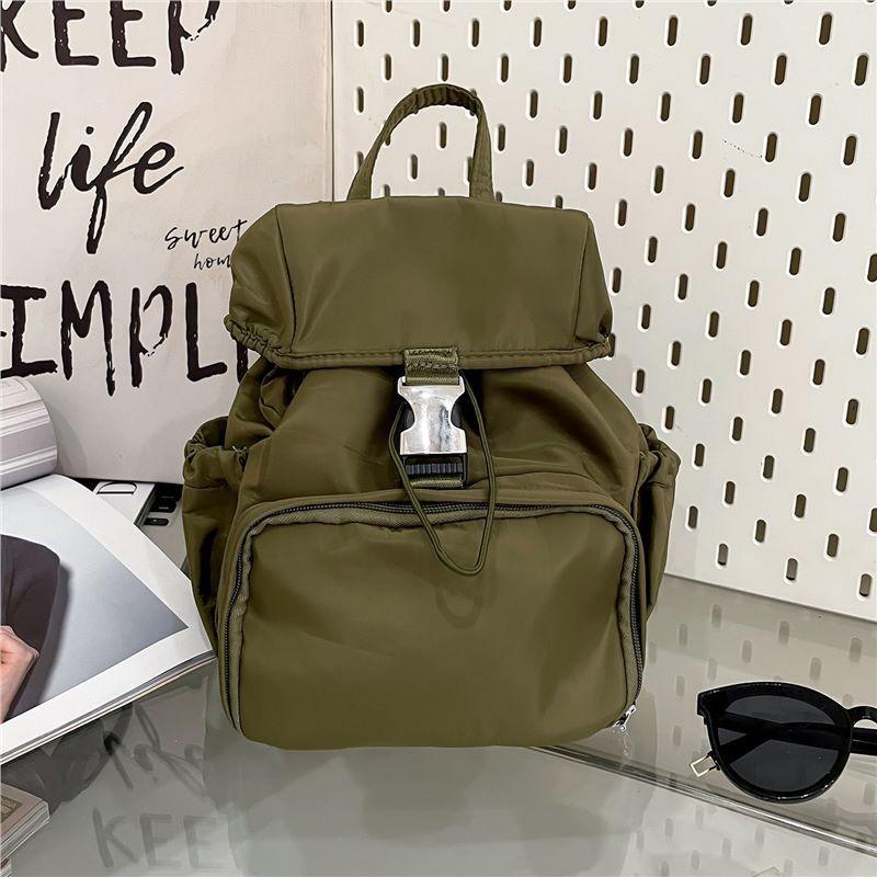 Color Solid Casual Travel Nylon Backpack Waterproof Design Teens Bag Students