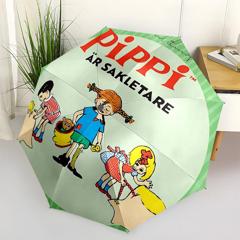 

Pippi Longstocking Themed Travel Umbrella-8 Ribs Automatic Opening and Closing, Portable Folding Design, Compact and Stylish Umbrella Suitab