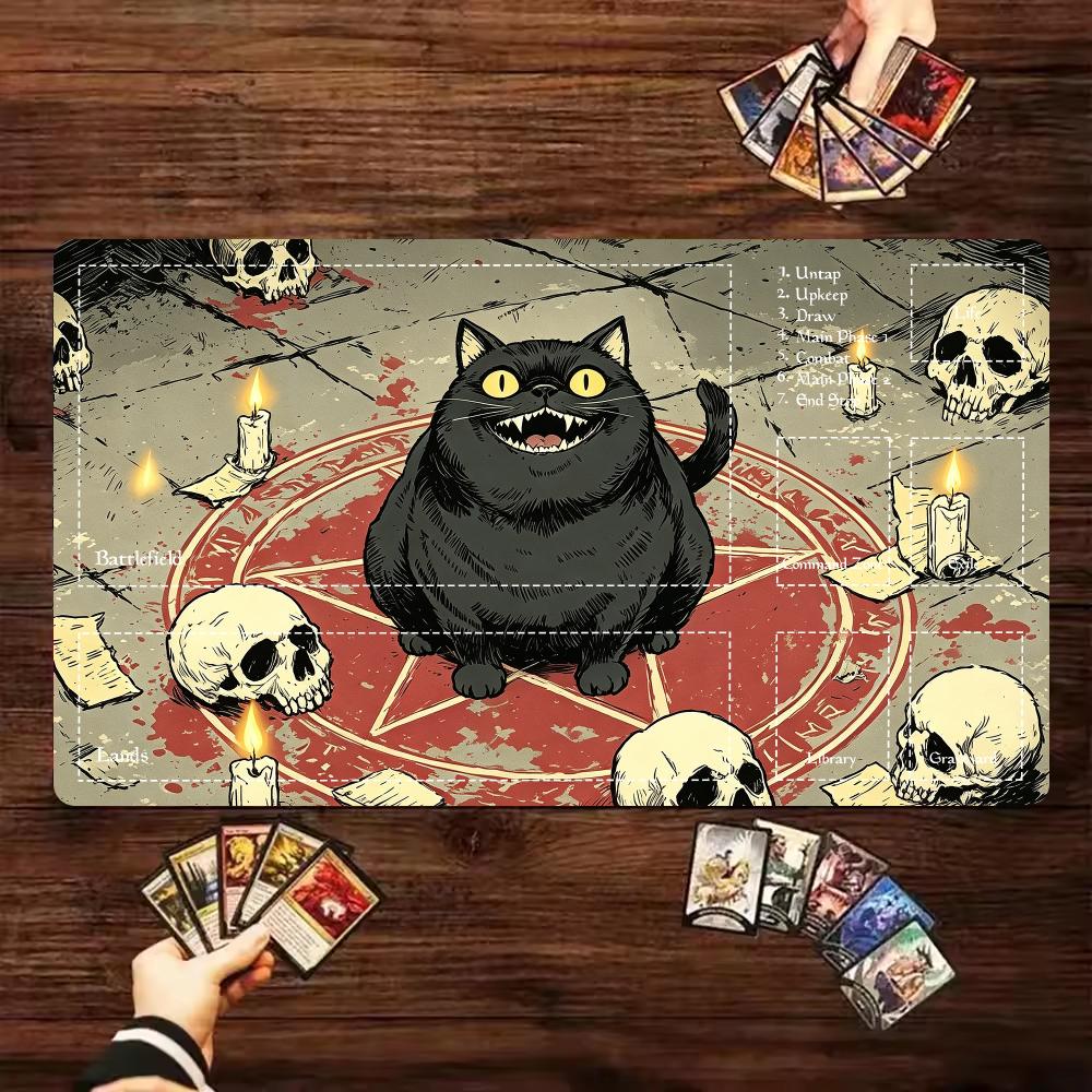 Dark Fun Black Cat Magic Party Play Mat Durable Rubber for MTG&TCG Games 35X60cm Mouse Pad PC Offices Desk Mats Friendly Design