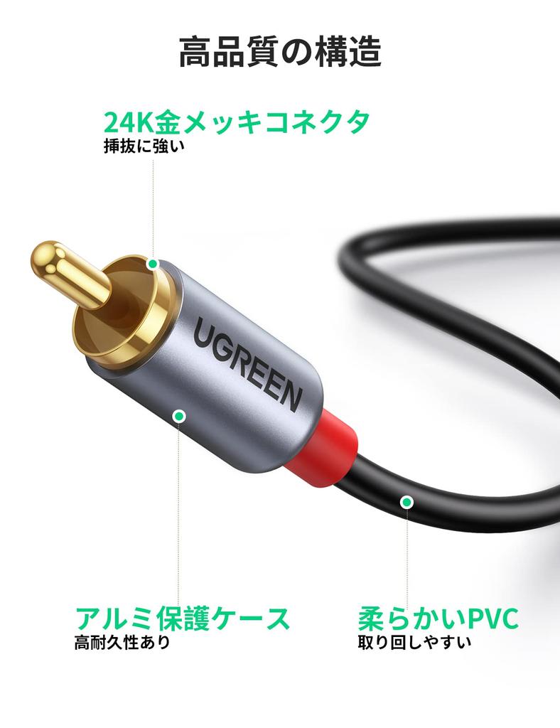 Ugreen To 2RCA Conversion Audio Cable Equipped with DAC Chip HiFi Sound Quality Compatible with iPad Pro 2021 Air 4 Mini 6 MacBook Pro and Other