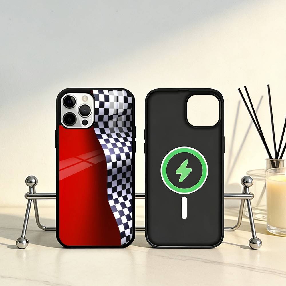 Racing Checkered Flag Phone Case For iPhone17,16,15,14,13,12,11 Plus,Pro Max Magnetic For Magsafe Wireless Charging