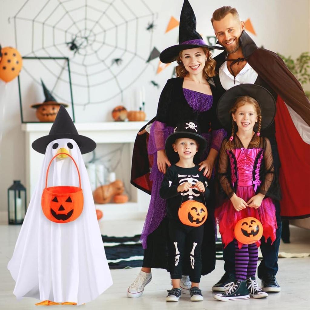 Porch Geese Halloween Outfit Ghost Lawn Geese Festival Ghost Clothes Lawn Statue Halloween Clothes For Courtyard Fall Season