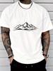 Unisex Summer Black Short Sleeve Tee Minimal Mountain Forest Line Graphic Print Crew Neck Loose Casual Streetwear Male Daily Top