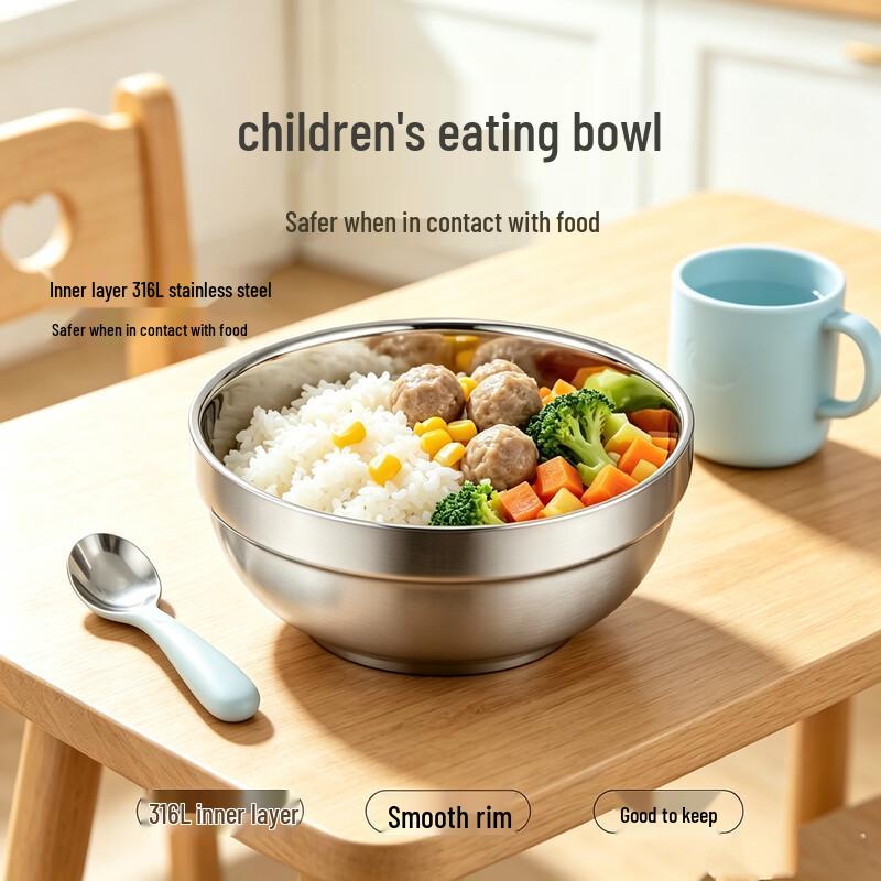 Zhenshang 316 Stainless Steel Double-Layer Anti-Scald Bowl