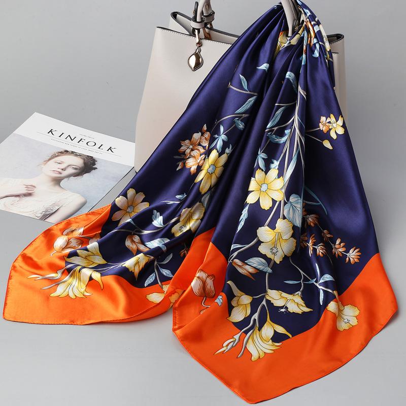 90 Square Scarves, Silk Scarves, Women's New Spring and Summer High-end Sense Versatile, Thin Scarves, Shawls Outside